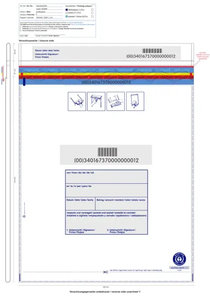 250x Sicherheitstaschen DEBASAFE (395 x 510 + 40 mm Bon) DEBATAPE high plus - Transparent - Recyclingfolie